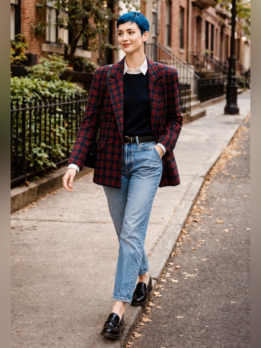 Vintage Giorgio Sant’Angelo 80s Wool Tartan Plaid Double Breasted Blazer 12